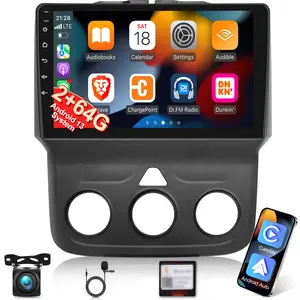 9 Inch 2G+64G Android Radio for【Dodge Ram Manual AC 2013-2019】with Wireless CarPlay Android 13 Backup Camera HD Touchscreen EQ FM DSP SWC Mirror Link