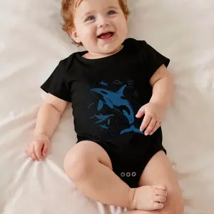 Orca Whale Ocean Design Print Print Bodysuit Baby Rompers Short Sleeve Cotton Toddler Rompers Graphic Print Baby Clothes One-Piece Outfit