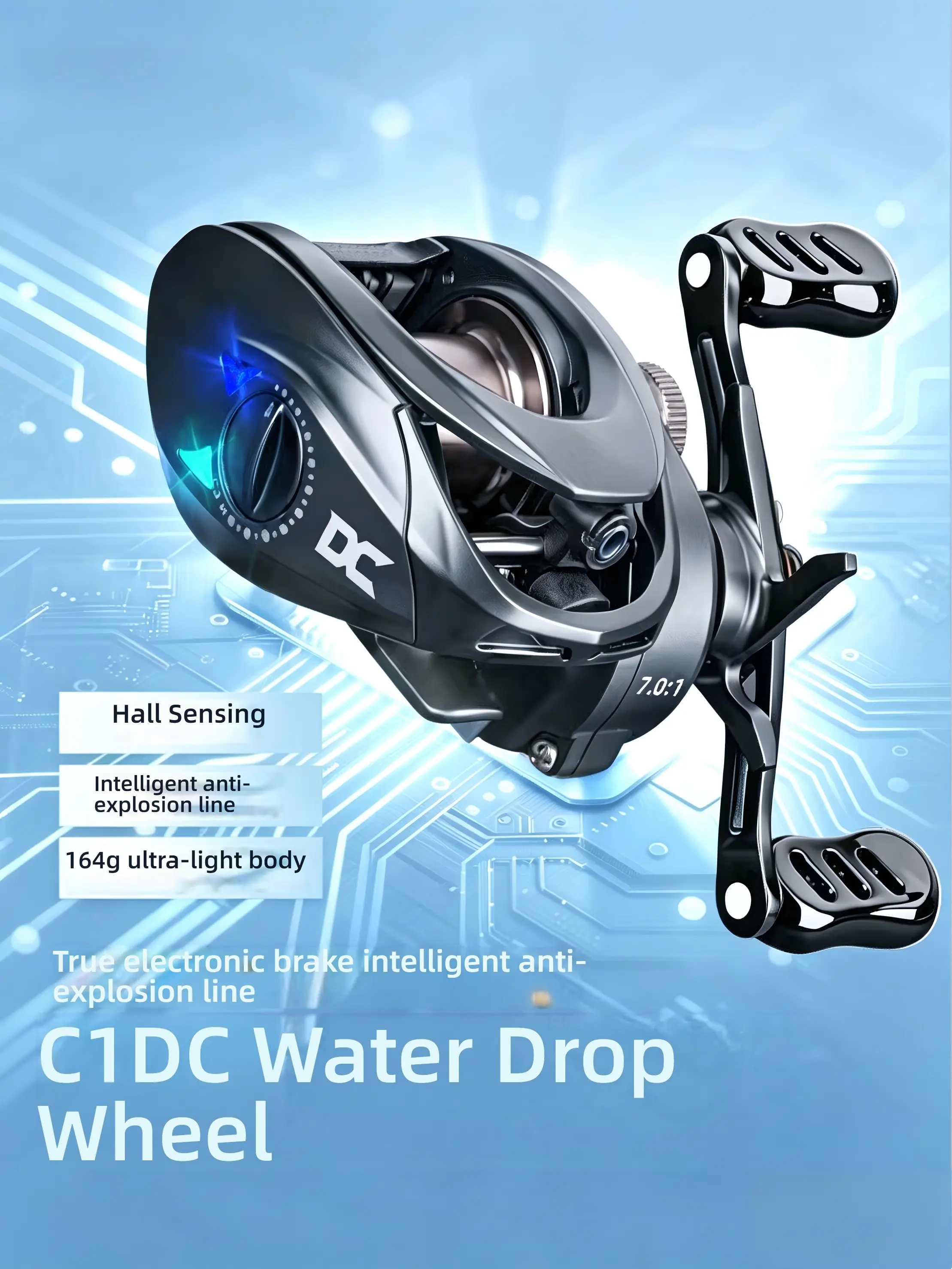 ZORFIS C1 DC Digital Control Baitcasting Reel Intelligent Anti-Backlash Electronic Brake Baitcaster, Ultra Smooth Retrieve, Long Distance Cast, 5+1BB High Speed Gear Ratio, Lightweight Frame, Drag Click Sound, Universal For Freshwater Saltwater