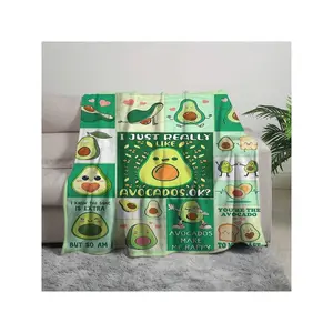 1pc Digital Printed Blanket Soaked Avocado Blanket Soft Lightweight Durable Cute Avocado Flannel Blanket Fruit Warm And Comfortable Blanket Suitable For Bed Sofa Camping Trips-30*40in