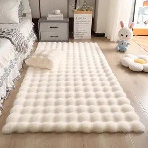 Solid Color Plush Rug, Furry Soft Rugs, 1 Count Soft Bubble Fleece Mat for Bedroom & Living Room, Cozy Floor Carpet for Window Sill & Coffee Table, Fluffy Area Rug