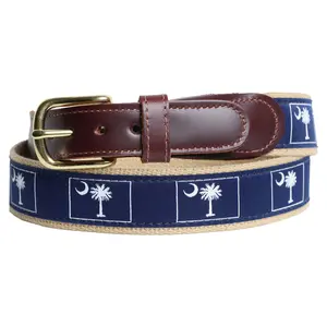 SoliVisk Palmetto Moon South Carolina State Flag Leather Tab Belt  Made in USA