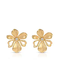 Ettika Petals Stud Earrings 18k Gold Plating Brass Cubic Zirconia 1.5" Length 1.2" Width Post Closure Elegant Accessory for Casual to Semi-Formal Occasions