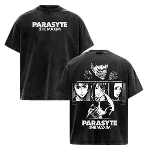 Parasyte The Maxim Anime Graphic Tee Oversized Acid Washed Cotton T Shirt Streetwear Vintage Manga Shirt Casual Outfit Gift Fans
