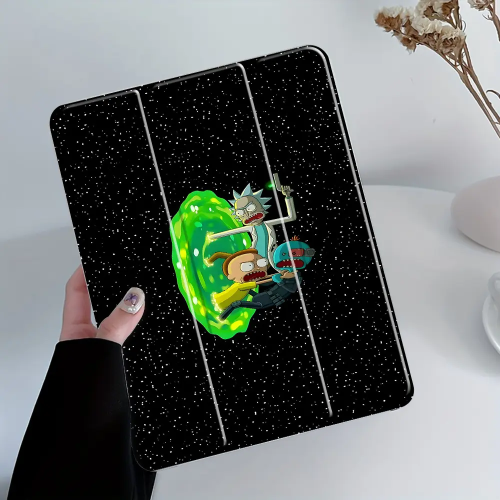 Fun Cartoon Universe Adventure Tri-Fold Stand iPad Case, Transparent Acrylic Stand Cover, Pencil Holder & Charger Slot, Fits iPad Pro/air/mini, Shock-resistant Protective Case Suitable for Offices Schools and Ho, Tablet Accessories