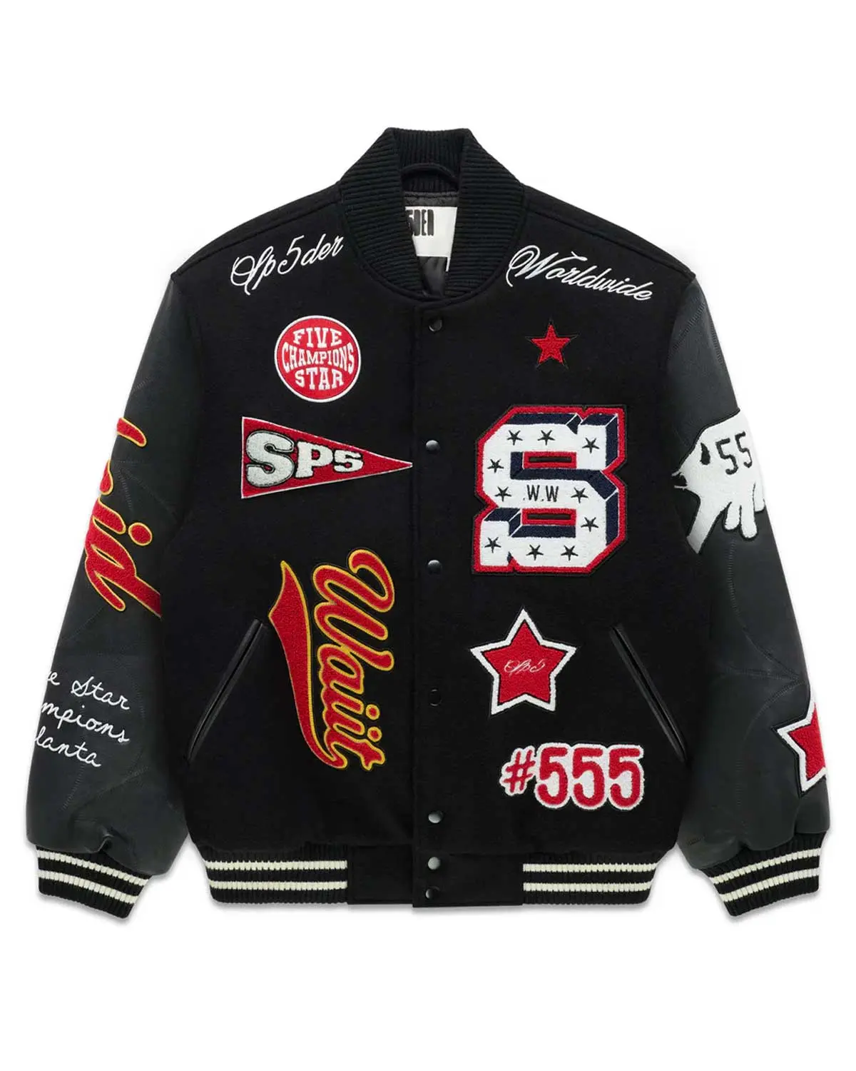 Sp5der District V Varsity Jacket Black