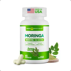 Moringa Capsules 1000mg, INNER BRIGHTNESS Moringa Leaf Extract, for Energy, Sleep, Immune & Gut Health, Veg Capsules 60 Count, All-Natural, Non-GMO, Made in The USA