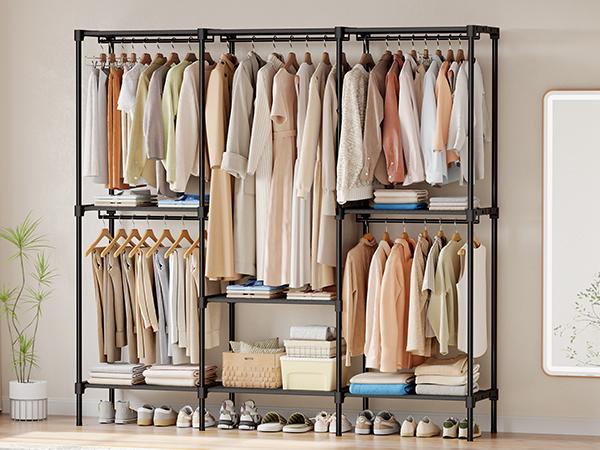 Wardrobe Closet,Portable Clothes Racks for Hanging Clothes, Free Standing Closet with 6 Tier Shelves, Closet Organizers and Storage Rack for Cloakroom, Bedroom, 80.7 x 15.6 x 77 Inches Wardrobe Closet,Portable Clothes Racks for Hanging Clothes, Free Standing Closet with 6 Tier Shelves, Closet Organizers and Storage Rack for Cloakroom, Bedroom, 80.7 x 15.6 x 77 Inches