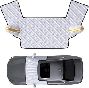 Car Snow Windshield Cover, 110"x69" Car Windshield Snow Cover Three Window With Earmuffs Snow Shield, Waterproof Antifreeze Thickened Winter Protection Cover, Suitable for Most Cars (Silver)