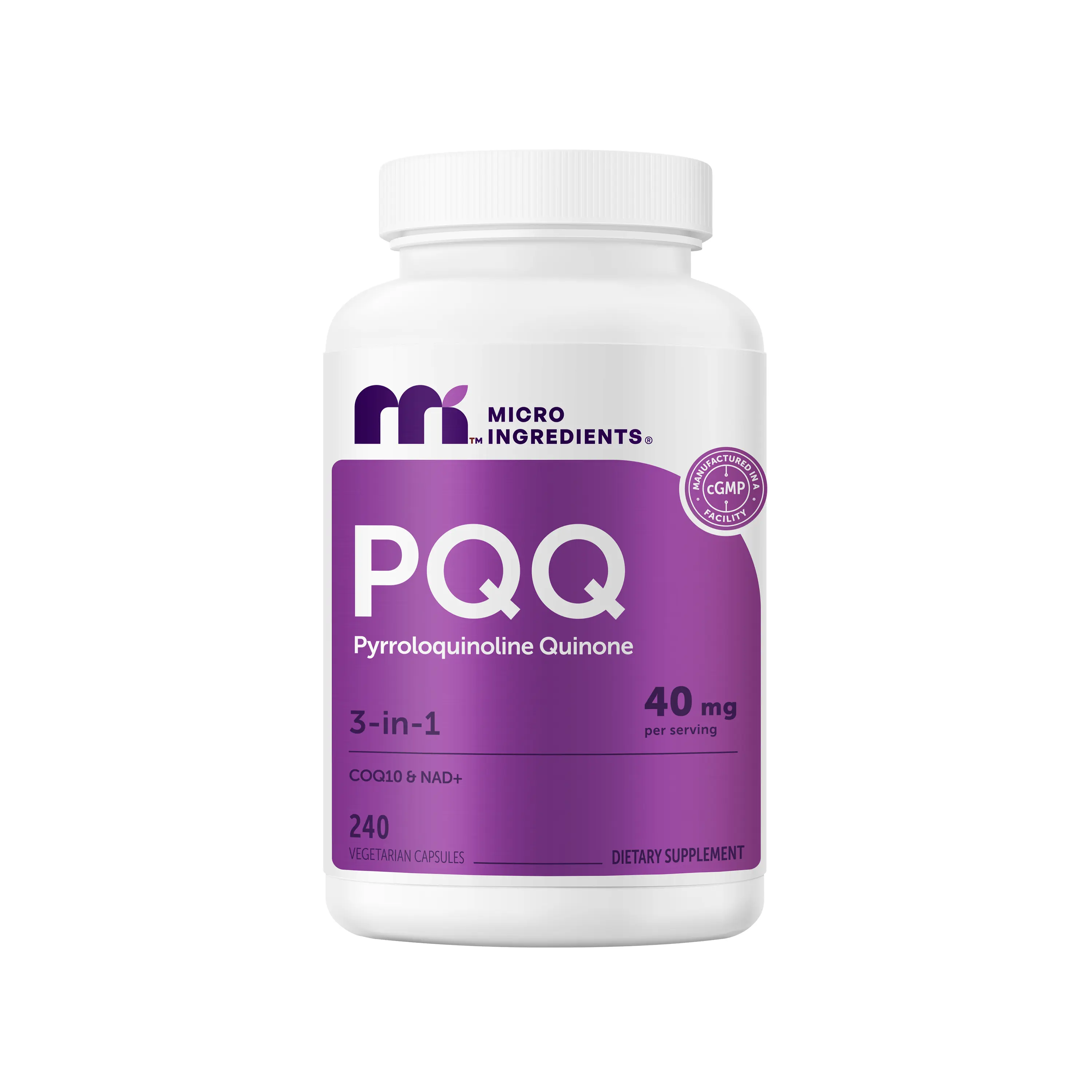 Micro Ingredients PQQ 40mg 3-in-1 Complex, 240 Vegetarian Capsules Micro Ingredients PQQ 40mg 3-in-1 Complex, 240 Vegetarian Capsules