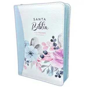 Biblia con Cierre Compacta 11 puntos RV1960 imit piel con canto pintado primaveral azul claro