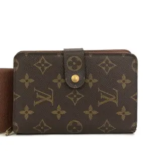 Pre-owned Louis Vuitton canvas Small Leather Goods $750 Monogram Porte Papier Zippe Bifold Wallet Brown SP0052