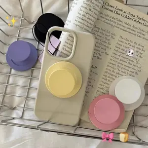 Ins Solid Color Round Phone Grip Holder for Magsafe Magnetic Cute Candy Retractable Airbag Holder Stand Wireless Charging Finger