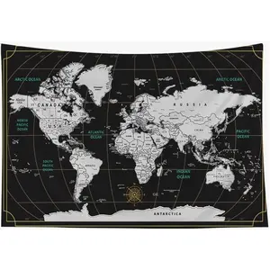 World Map Tapestry for Kids Student Wall Tapestry World Geographical Distribution Tapestry for Men 80X60 Inches Tapestry for Bedroom Living Wall Art
