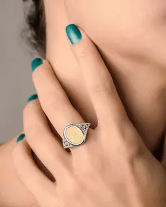 Stato Doro Custom Fingerprint Ring with CZ Accents