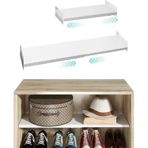 2Pack Adjustable Closet Shelves Organizer, Shelves for Closet Organization, Expandable Tension Shelf Storage Rack for Cabinet Wardrobe Cupboard Kitchen Bathroom
