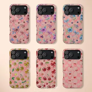 Luxury Cheries Pink Phone Cases, Bow Coquette Cover Compatible With iPhone X-17