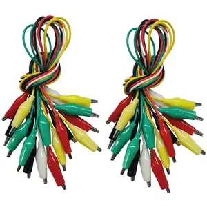 Clips Electrical, 20 count Preminum Test Leads with Crocodile Clips, 5 Colors Jumper Wires Kit with Testing Probes for Electrical Testing with Dual Ended Insulators for Circuit Connection