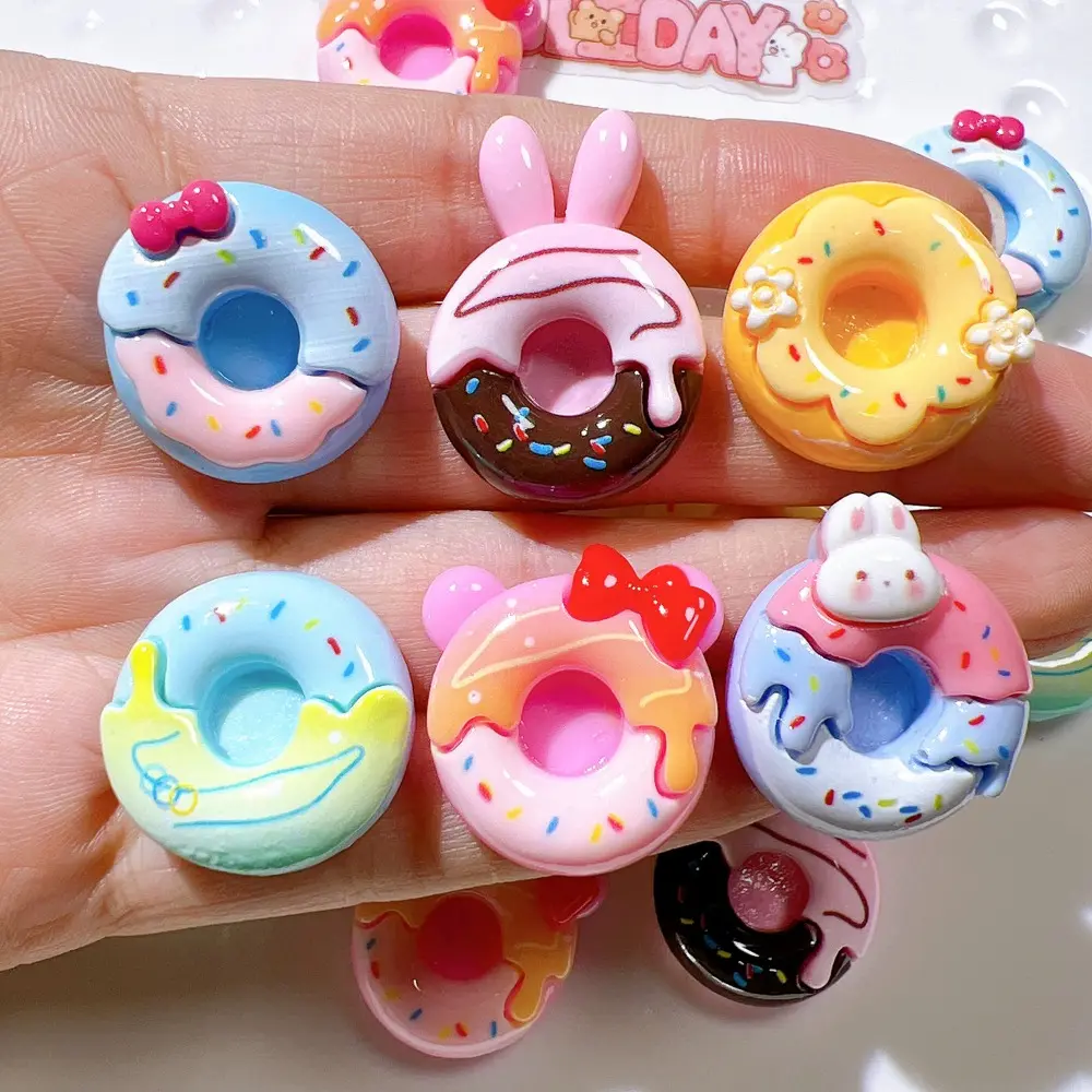6pcs Donut-Shaped Decorative Refrigerator Magnets Set - Cute Kawaii Colorful Fridge Decor for Whiteboard, Office Users (Suitable for All Ages, with Magnets Core)
