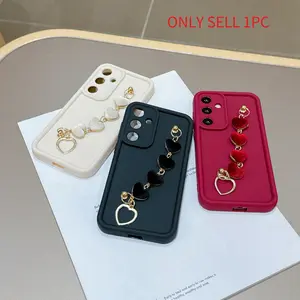 Suitable for OPPO Realme series 8/9/10/11/12/13/14/15/C15/C20/C21/C25/C30/C31/C33/C51/C53/C55/C63/C71/C85, Pro, Plus models, heart-shaped bracelet DIY phone case anti drop soft case fully covered with frosted texture