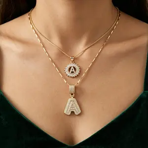 2 Count Initial Letter Pendant Necklacesfor Women 26 Alphabet Necklace Fashion Jewelry for Parties & Birthdays Valentine's Day Gift bundle sets