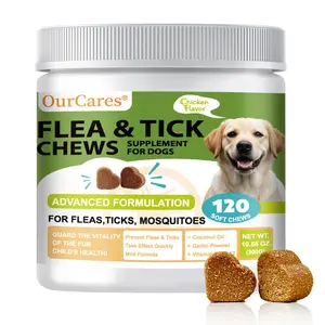 OURCARES Bites Prevention Chews for Dogs Natural Chicken Flavor 120 Count Plant-Based with Probiotics Coconut Oil Flaxseed for All Breeds
