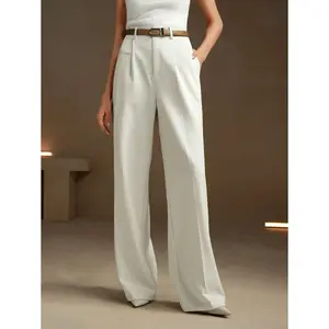 Ciel Fashion Anewsta Black Loose Straight-Leg Suit Pants, Urban Chic For Commuting