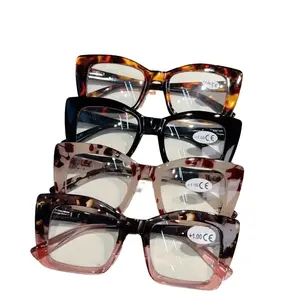 2025 New 4 Pairs of Value for Money Multi Color Reading Glasses, Fashionable Reading Glasses Suitable for Men And Women, Cat Eye Large Frame European And American Trendy Glasses, with Sturdy Spring Hinge, Without Battery