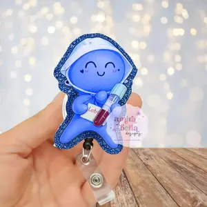 TikTok Balloon Glove Badge Reel | Glitter Lab Tech RN ID Clip, Laboratory Technician badge reel