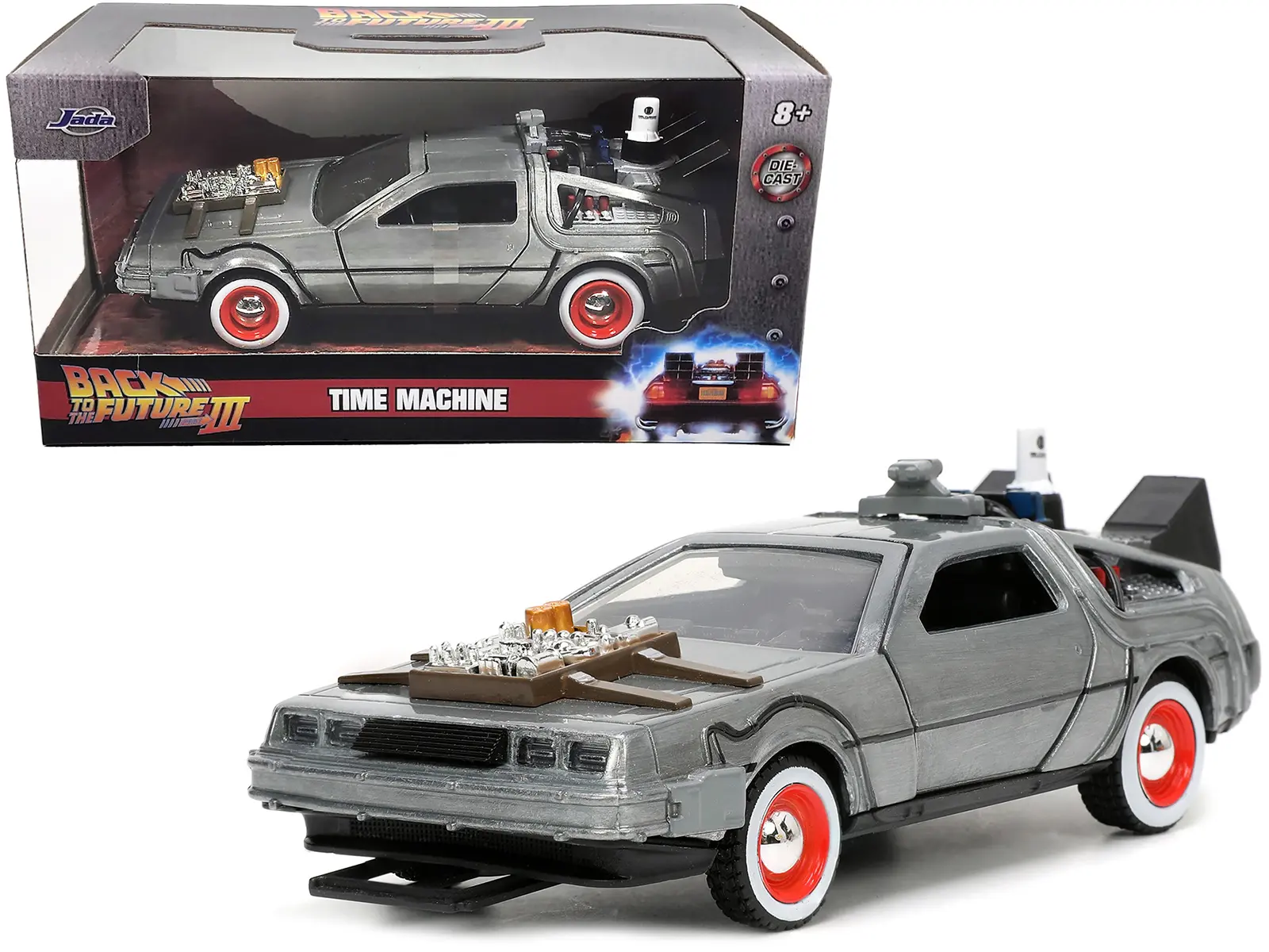 DeLorean DMC (Time Machine) Brushed Metal "Back to the Future Part III" (1990) Movie 1/32 Diecast Model Car by Jada