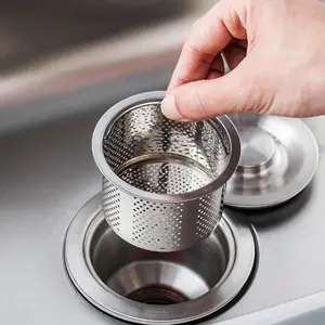 Stainless Steel Kitchen Sink Strainer, Durable Drain Filter, Easy To Clean Mesh Basket, Kitchen Fixture Accessories for Vegetable and Dish Washing