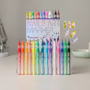 12 Color 3D Nail Art Pens Set, 0.5MM Nail Pens Nail Point Graffiti Dotting Pen Drawing Painting Liner Brush for DIY Nail Art Flower Design Nails Beauty Adorn Manicure Tools