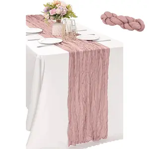 Cheesecloth Table Runner Valentine's Day Boho Rustic Gauze 120 inch 10FT Cheese Cloth Runner for Wedding Party Baby Shower Birthday Home Decor Holiday Decorations