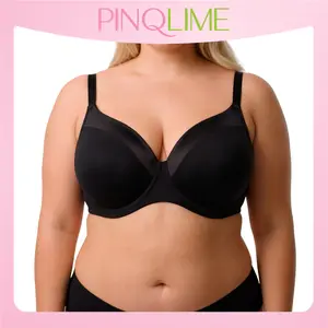 PINQLIME Luna Premium Minimizer Underwire Memory Foam Soft Support Every Day Bra for Women - Full Coverage Soft Microfiber, Comfortable Band, Wide Shoulder Straps, T-Shirt Bra, Minimalist, Plus Size 38DDD, Ideal for Valentine's Day, Easter