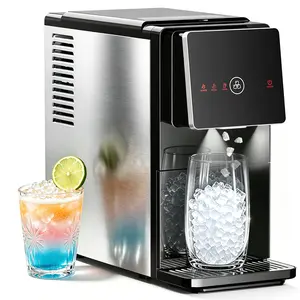 Kismile Countertop Nugget Ice Maker 24lbs/Day Self-Cleaning Sonic Ice Maker 1.8L Water Tank Touch Screen Auto Ice Drop for Home Office Kitchen
