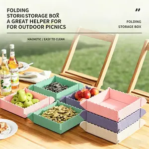 2-in-1 Magnetic Foldable Silicone Mat & Serving Tray - Heat Resistant Trivet, Collapsible Camping Bowl, Non-Slip Cutting Board, Food Grade Waterproof Storage for Kitchen, RV, Picnic & BBQ