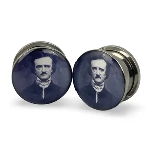 Edgar Allan Poe Picture Plugs gauges pair body jewelry