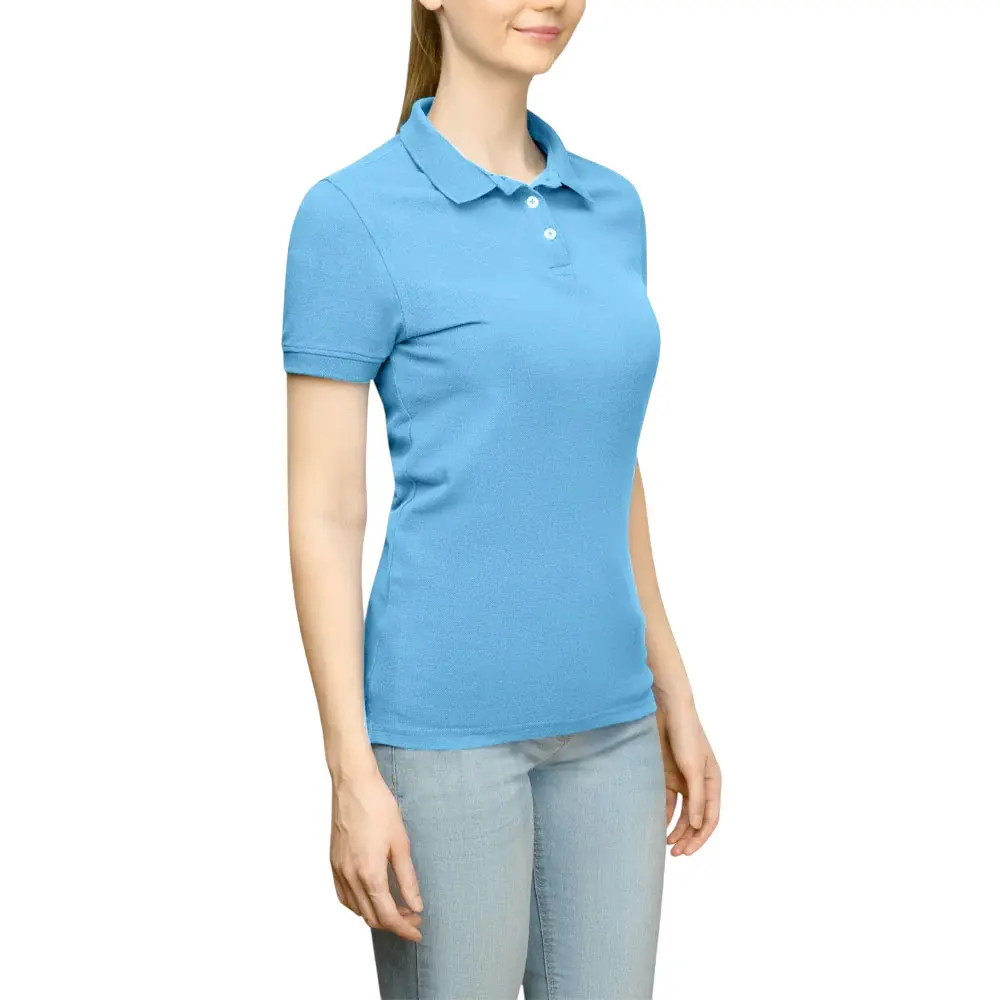 PAGE and TUTTLE Womens Solid Jersey Short Sleeve Shirt Golf Casual Casual - Blue