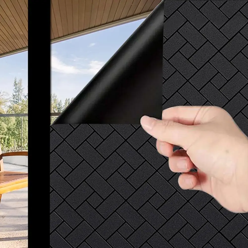 Vinyl Window Film Sun Shade Film (44.5x200cm), Window Privacy Films, Privacy Crystal 100% Light Blocking, Anti-Static UV Protection, Self-Adhesive for Bedroom Living Room Dormitory