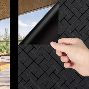Vinyl Window Film Sun Shade Film (44.5x200cm), Privacy Crystal 100% Light Blocking, Anti-Static UV Protection, Self-Adhesive for Bedroom Living Room Dormitory