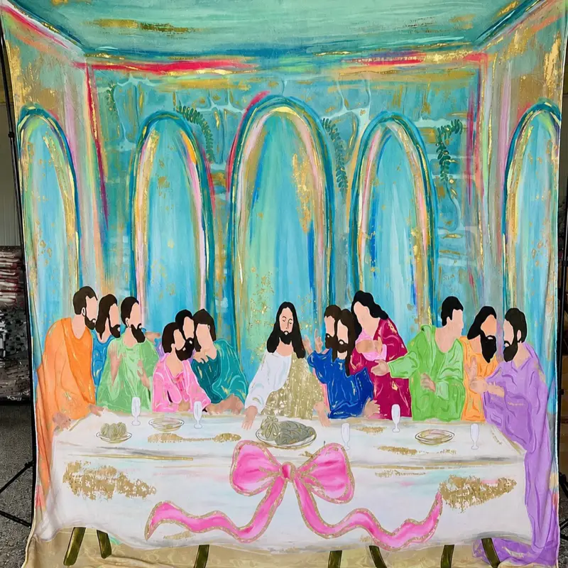 The Last Supper 10x10 Mega oversized Fuzzy Blanket