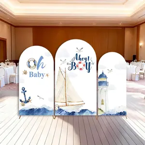 15-day Delivery Ahoy It's a Boy Baby Shower Arch Backdrop Cover Nautical Sailboat Party Anchor Blue
