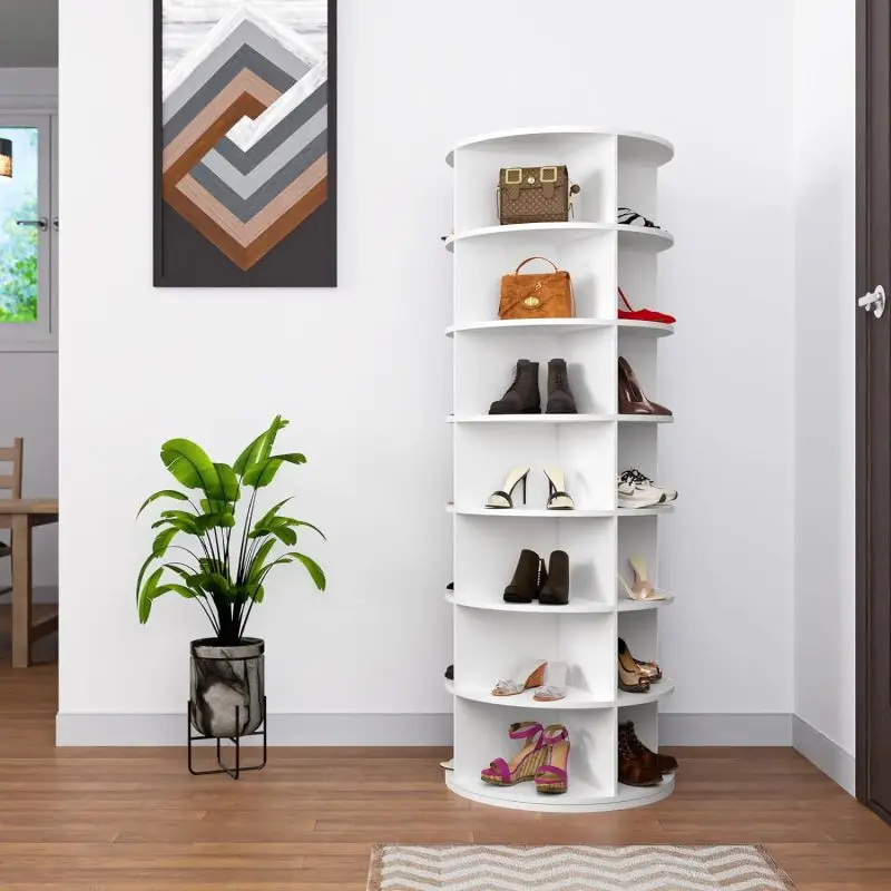【Bellemave】7 Tier Rotating Shoe Rack Tower, Spinning Shoe Display, 360 Shoe Rack Storage Round Carousel, Vertical Handbag Rotate Shoes Closet Organiza