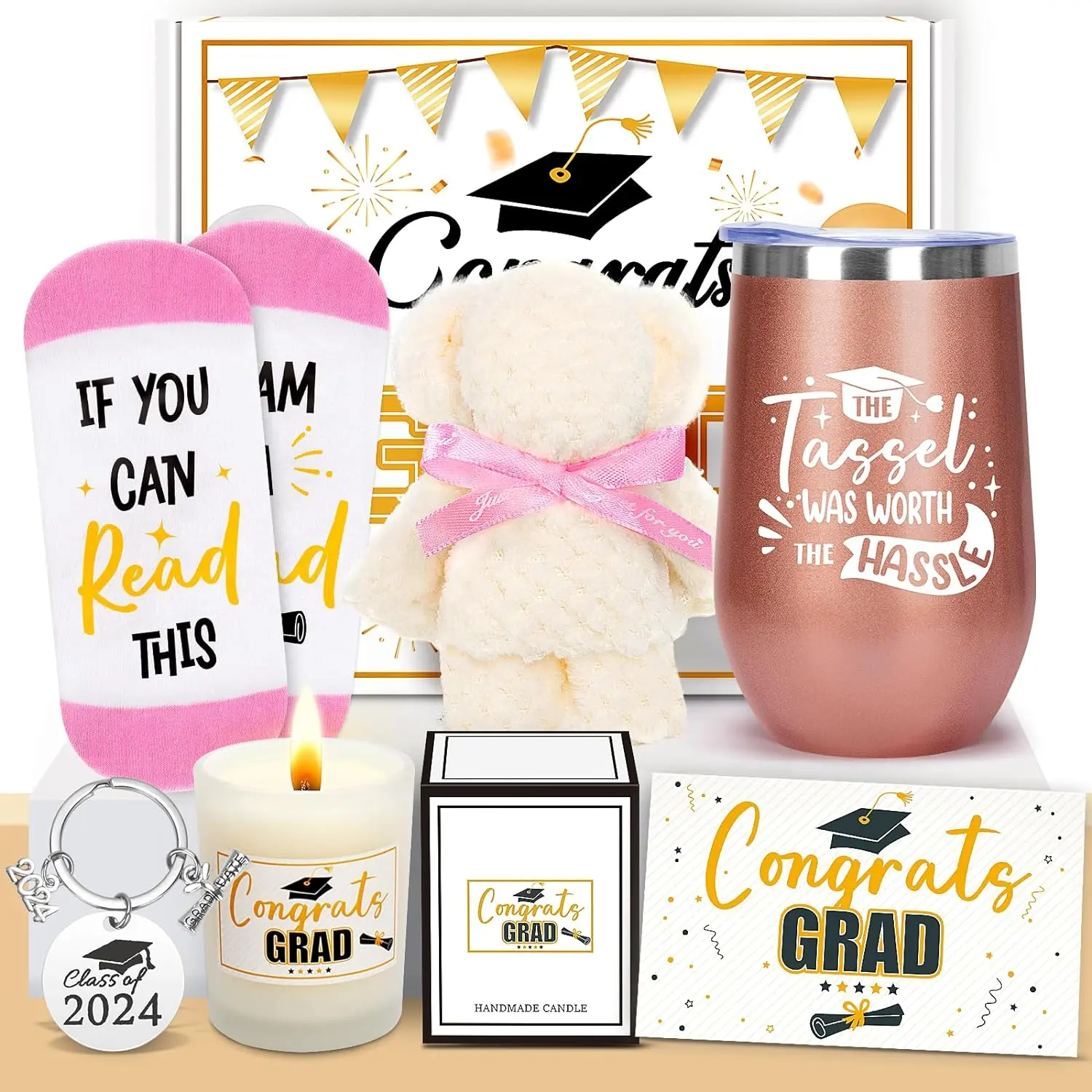 Graduation Gifts for Her 2024, High School College Congratulations Gifts, Master Degree Grad Gifts Box with Tumbler, New Job Gifts, Congrats Gifts for Women Girls