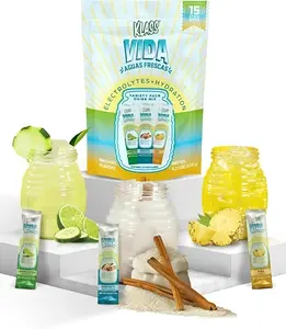 Klass Vida Variety Pack Electrolyte Drink Mix Pineapple Horchata Cucumber Limeade Sugar-Free Hydration Powder Packets with Coconut Water Minerals 15 Instant Stick Packs