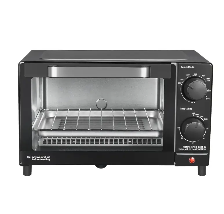 4-Slice Toaster Oven with 3 Adjustable Settings, Includes Baking Rack & Pan, Versatile Cooking for All Sizes