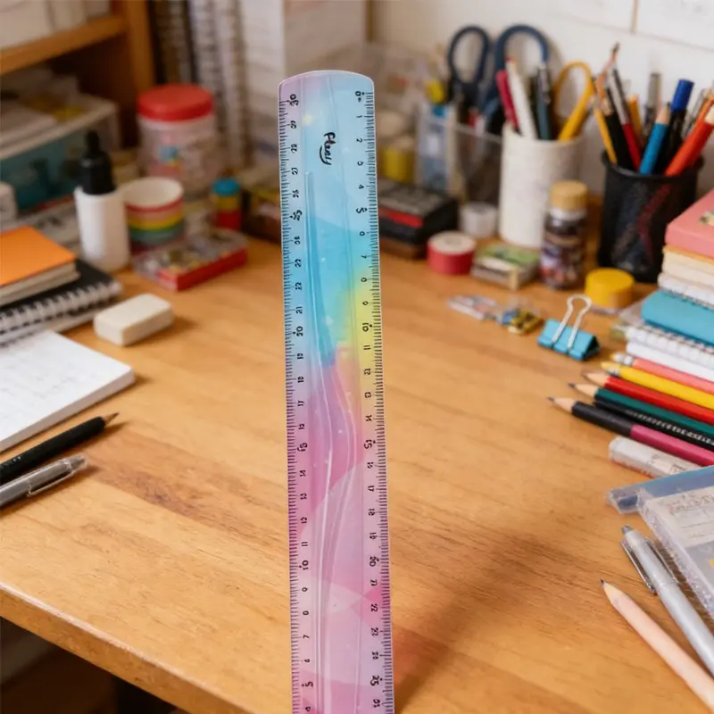 Colorful Bendable Soft Ruler 30cm, Flexible Student Home Office Graph Ruler, Durable Unbreakable Straight Ruler Measuring Instrument for School and Office Use