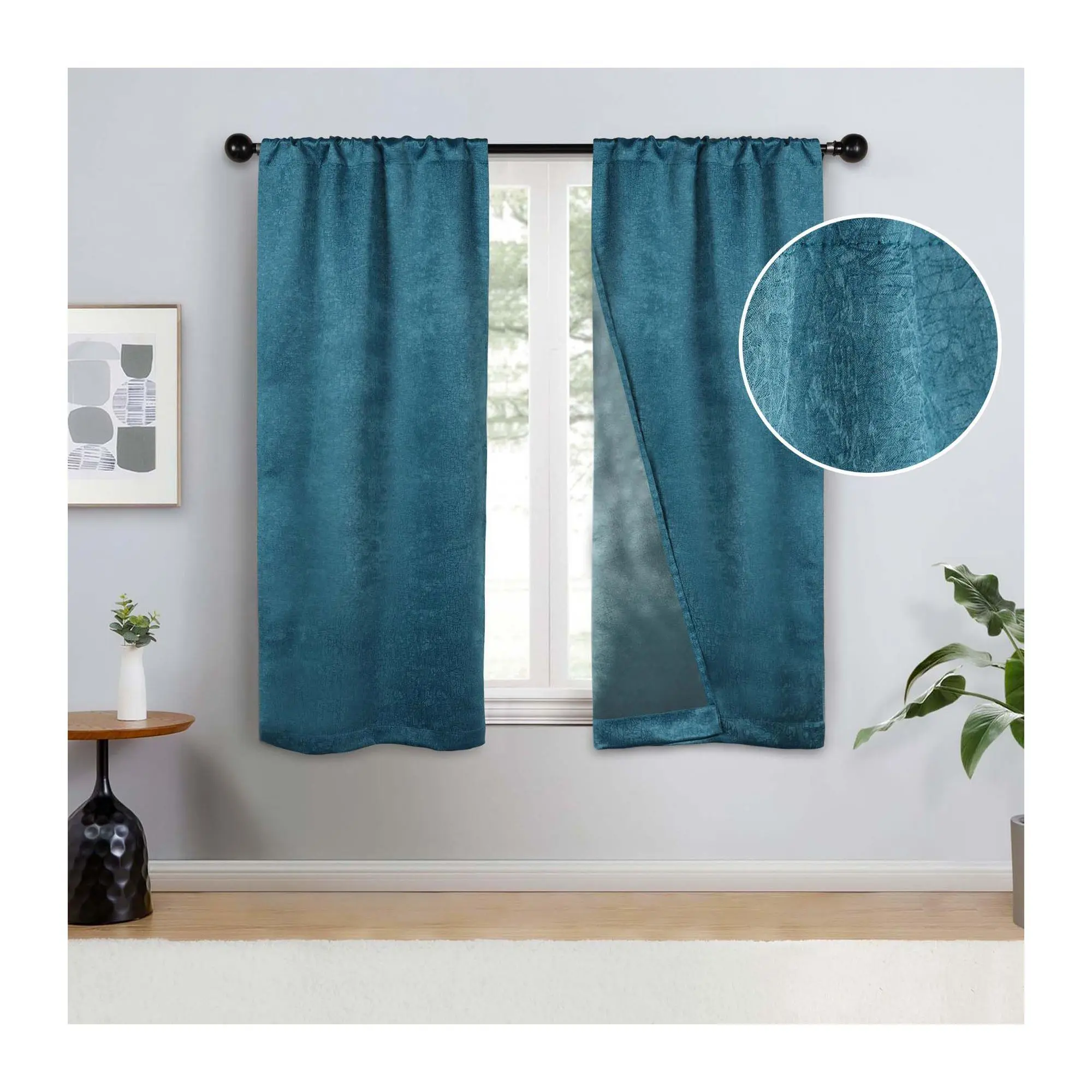 Superior Textured Blackout Curtain Set of 2 Panels, 26X63