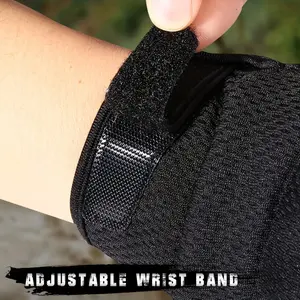 GUMAO Breathable Mesh Outdoor Gloves, Full Finger Touchscreen Gloves, Nylon and Spandex Blend, Knitted Fabric, Hook-and-loop Closure, Hand Washable - for Hiking, Cycling, and Outdoor Recreation, Cycling Gloves|Sleek Glove Design|Nylon Spand