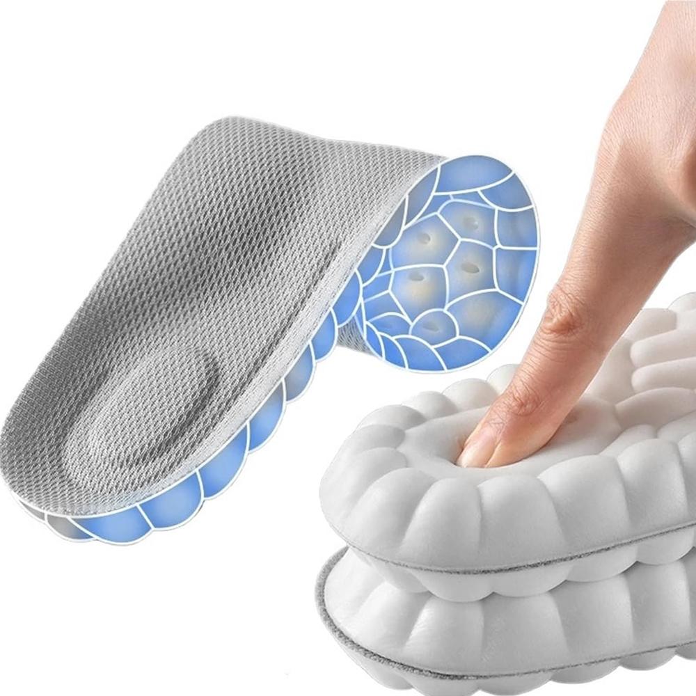 3 Pairs Per Pack Premium 4D Cloud PU Insoles Featuring Memory Foam Comfort, Enhanced Arch Support & Thick Shock-Absorbing Structure, Breathable & Soft for Prolonged Standing, Outdoor Sports & Everyday Foot Comfort